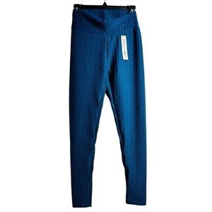 NWT High-waisted Honeycomb Textured Scrunched Butt Lifting Blue Leggings Sz S/M